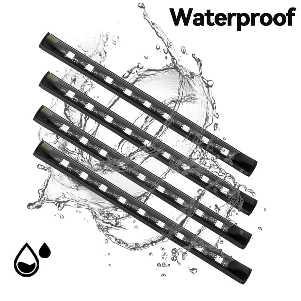 Samochodowe oświetlenie ambient LED RGB pod nogi – 4 listwy, sterowanie pilotem i aplikacją